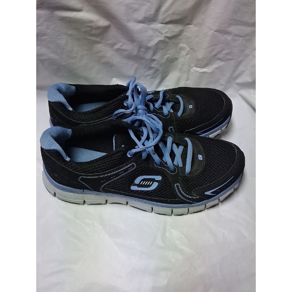 Skechers Black and Light Blue Women's Athletic Sneakers Size 8.5 Preowned